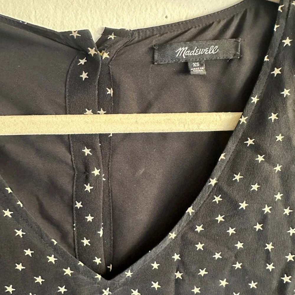 Madewell Black Star Print Long Sleeve Dress - Picture 3 of 7